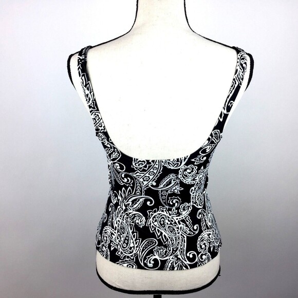 Jantzen Classics Swim Top Women No Size Tag S-M Paisley B&W - Picture 3 of 6